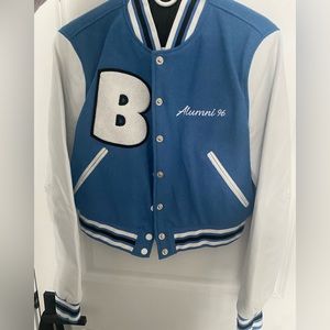 Baby blue varsity jacket REAL LEATHER